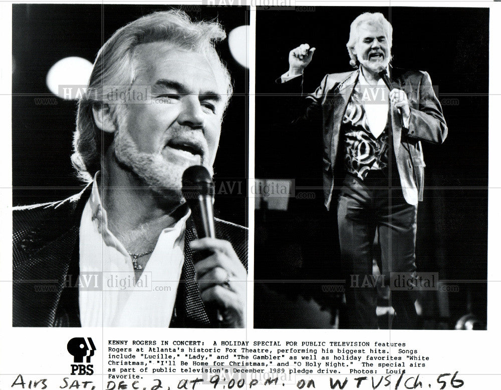 1989 Press Photo KENNY ROGERS Country music singer - Historic Images