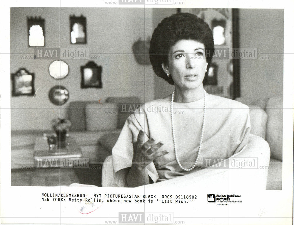 1985 Press Photo Betty Rollin NBC correspondent author - Historic Images