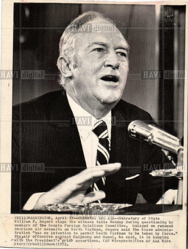 1972 Press Photo William P Rogers Secretary of State - Historic Images