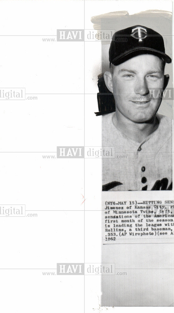 1962 Press Photo Richard John Rollins Baseball player - Historic Images