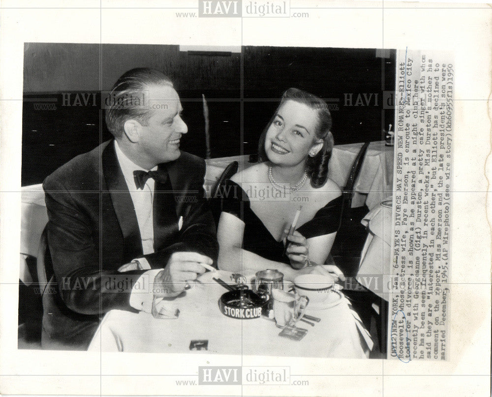 1950 Press Photo Elliott Roosevelt Gigi Durston Club - Historic Images
