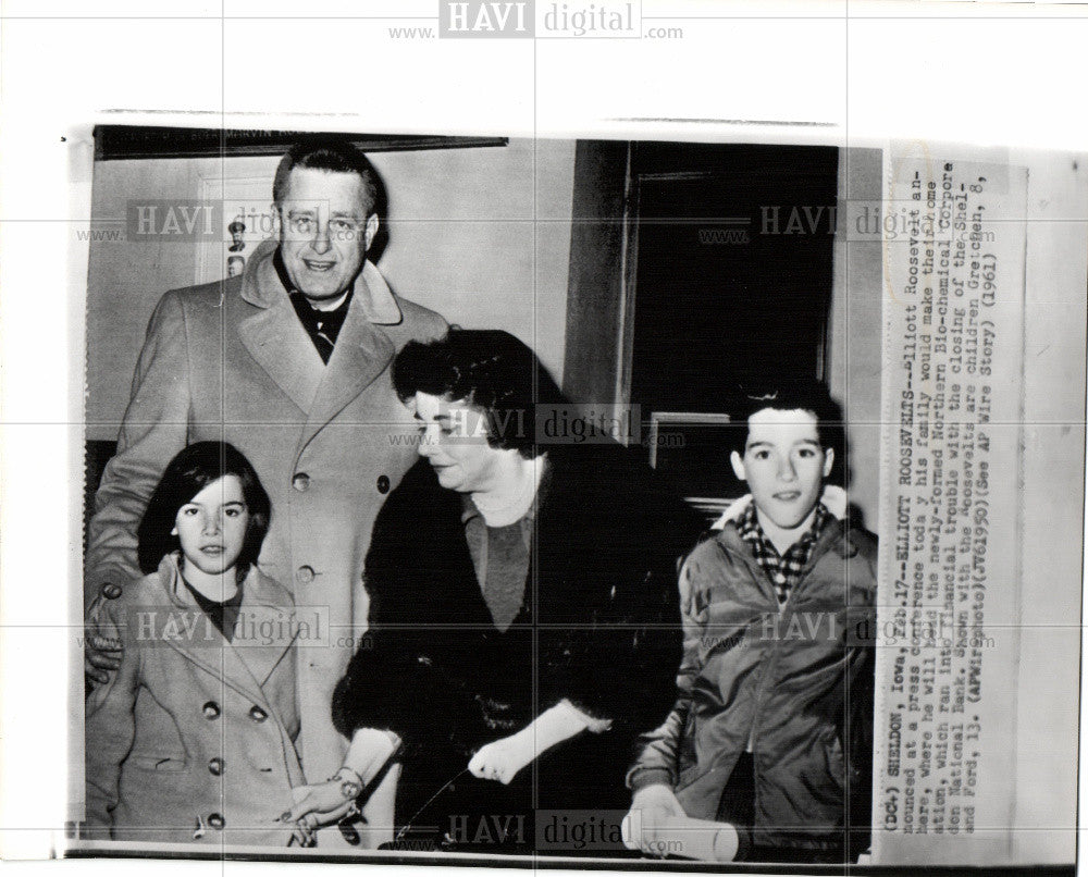 1961 Press Photo Elliott Roosevelt Family Gretchen Ford - Historic Images