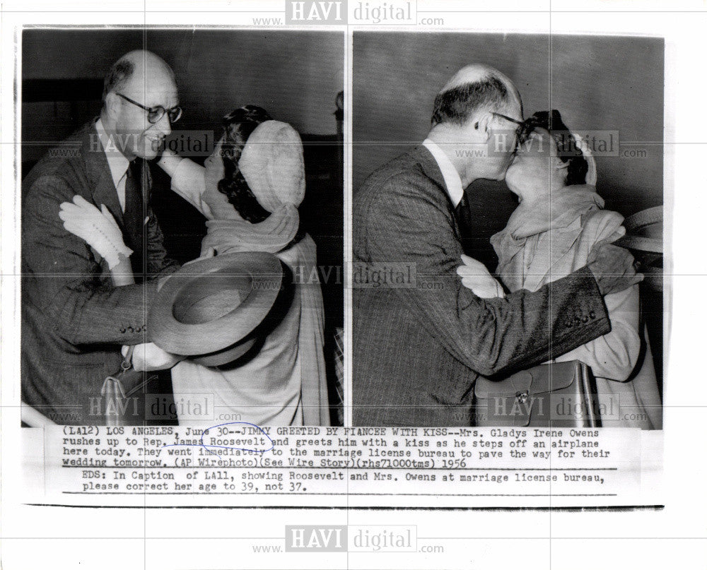 1956 Press Photo James Roosevelt Jimmy US rep Marine - Historic Images