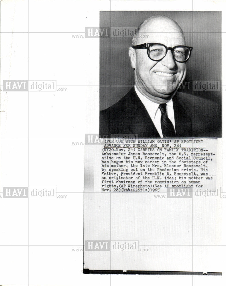 1965 Press Photo James Roosevelt - Historic Images