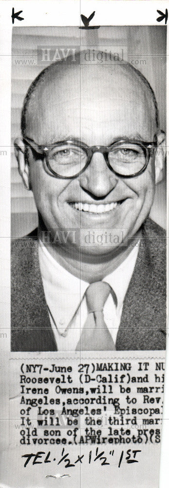 1956 Press Photo James Roosevelt irene owens democratic - Historic Images