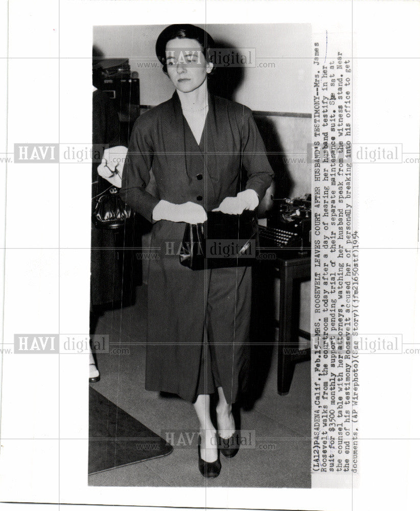 1954 Press Photo Mrs. James Roosevelt Court Separation - Historic Images