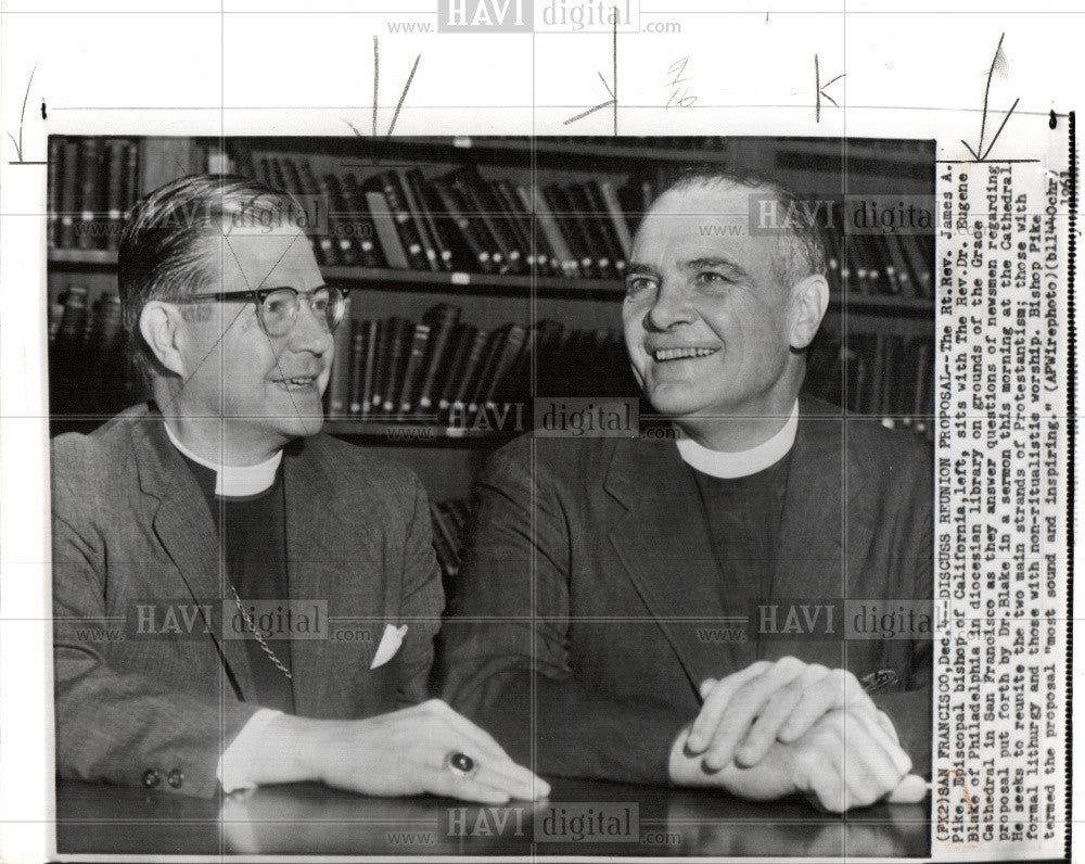 1960 Press Photo Reverend James Pike Dr. Eugene Blake - Historic Images