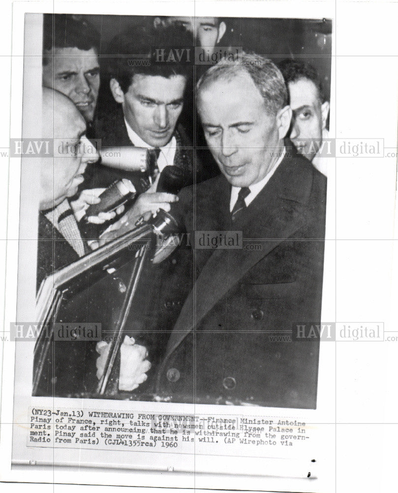 1960 Press Photo Finance Minister Antoine Pinay  france - Historic Images