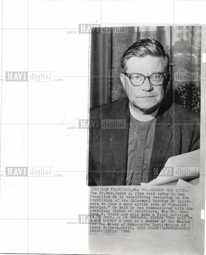 1966 Press Photo Rt. Rev. James A. Pike - Historic Images