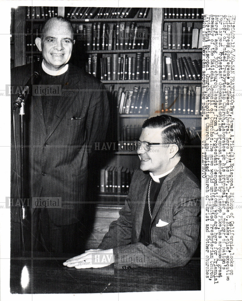 1960 Press Photo Rev. James A. Pike Episcopal Bishop - Historic Images