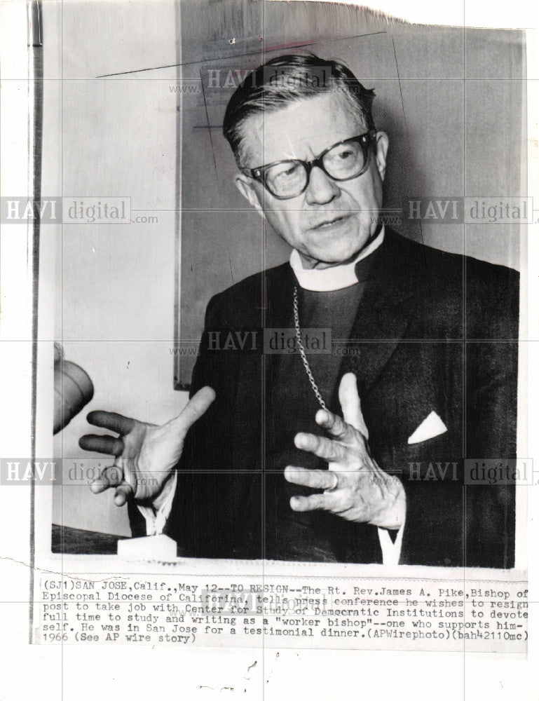 1966 Press Photo Rev.James A. Pike Bishop to resign - Historic Images