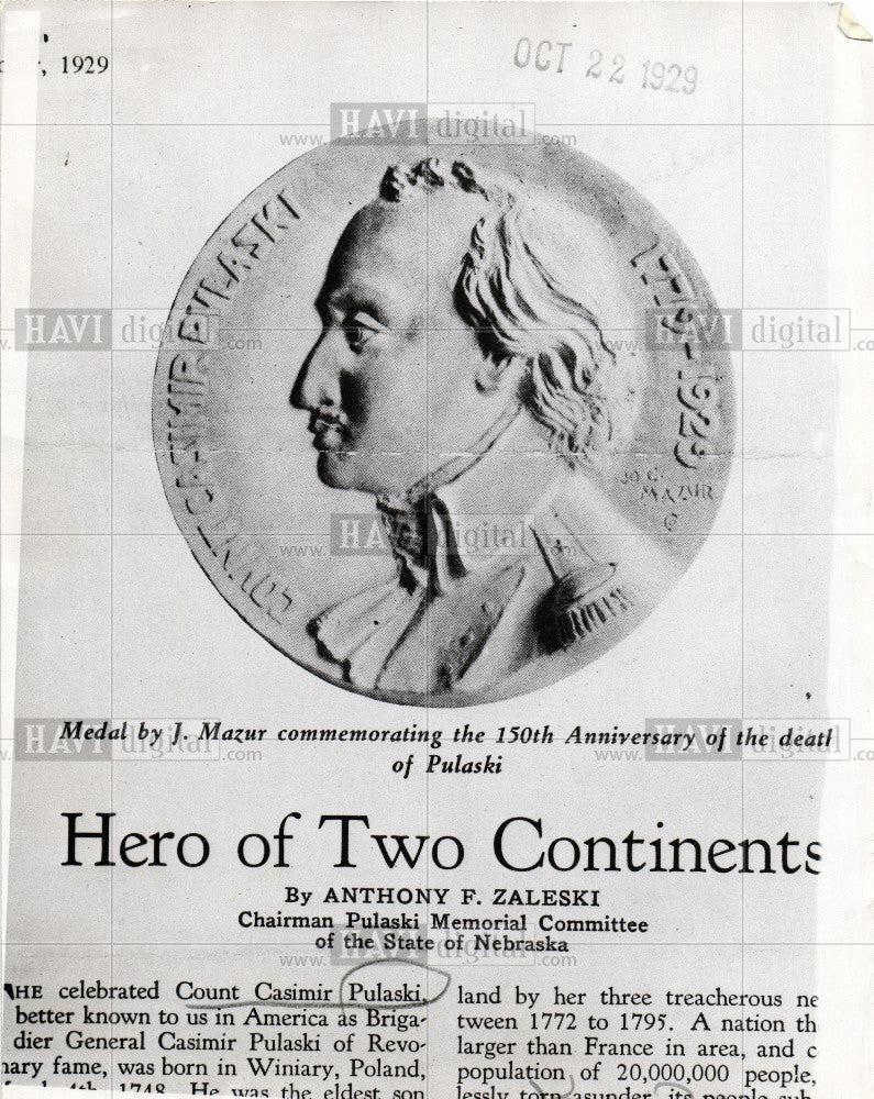 Press Photo Casimir Pulaski medal anniversary - Historic Images