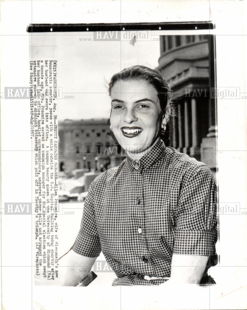 1957 Press Photo ELLEN PROXMIRE SENATORCAPITOL - Historic Images