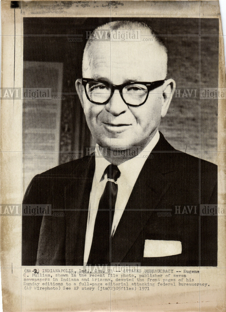 1971 Press Photo Eugene C. Pulliam newspaper publisher - Historic Images