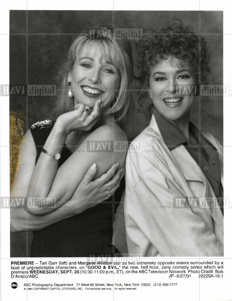 1991 Press Photo Teri Garr Margaret Whitton Good & Evil - Historic Images