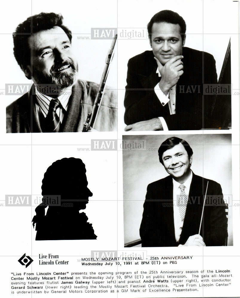 1991 Press Photo James Galway virtuoso flute Mozart - Historic Images