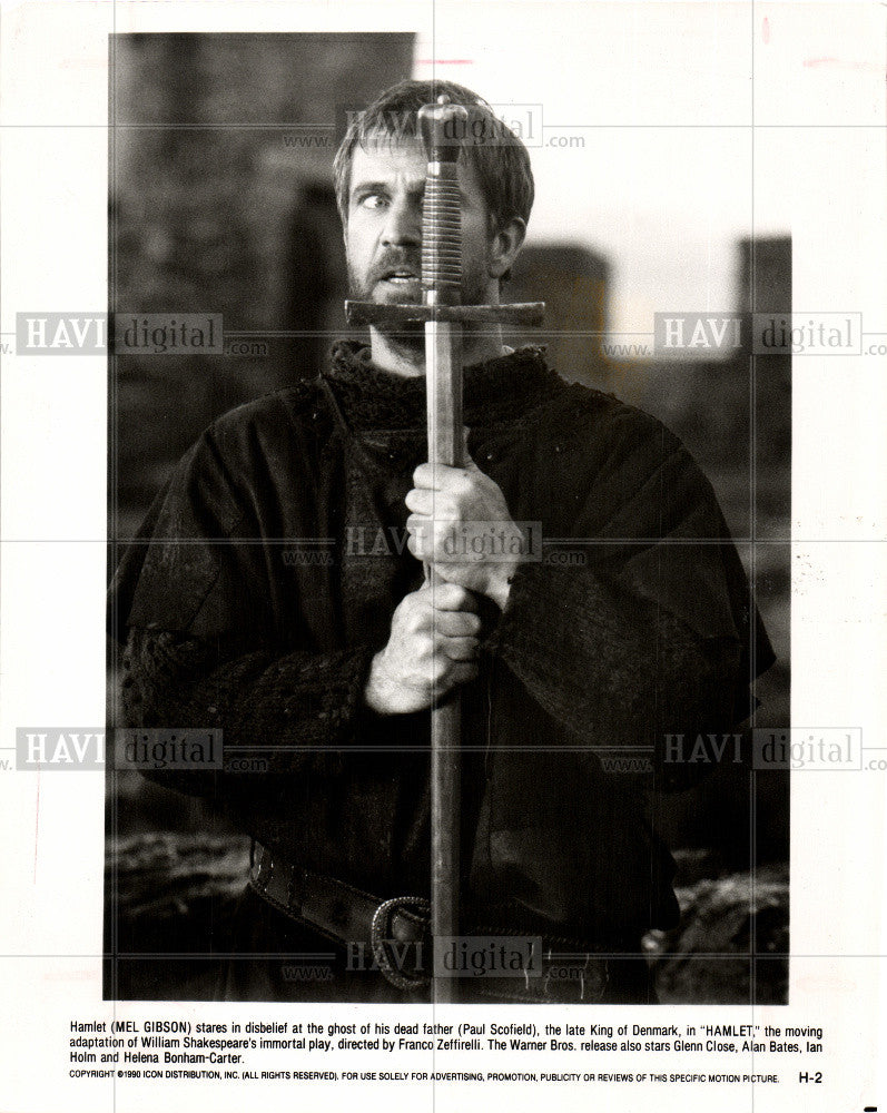 1991 Press Photo Mel Gibson Hamlet - Historic Images