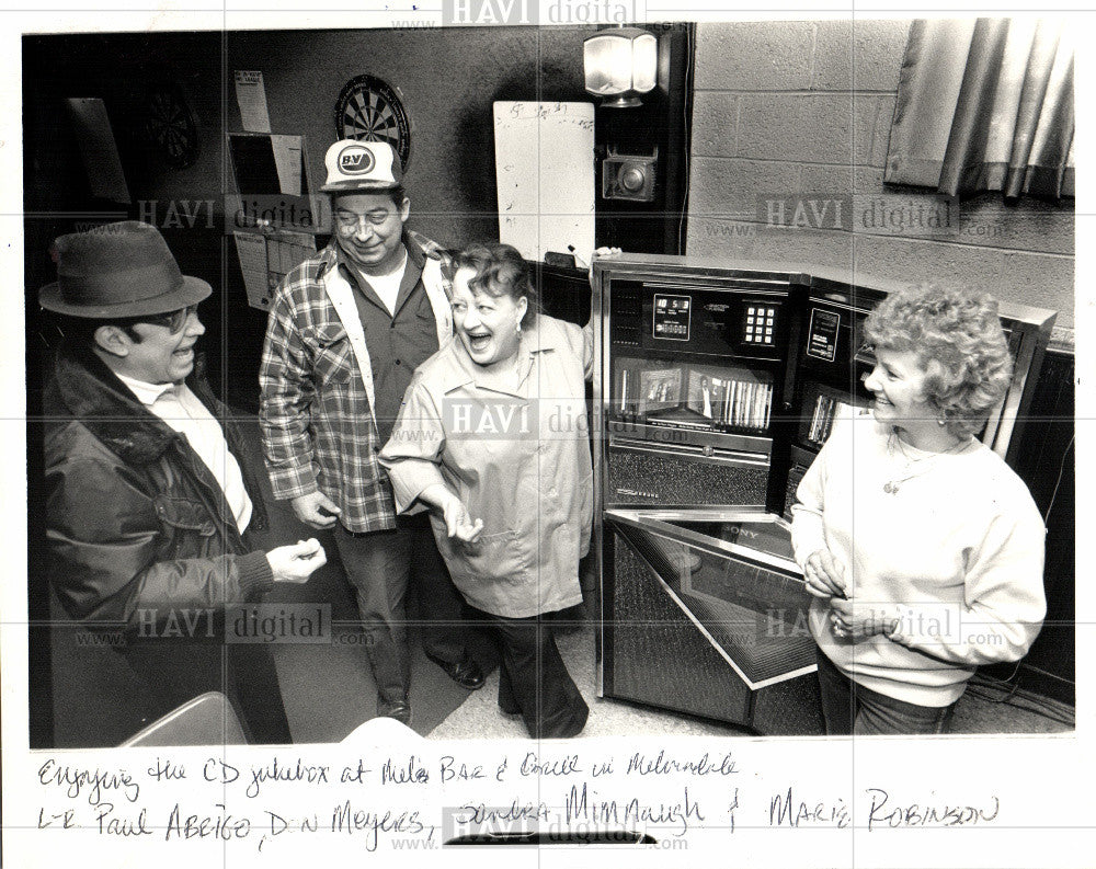 1987 Press Photo Paul Abrigo,Don MayersSandra Maria - Historic Images