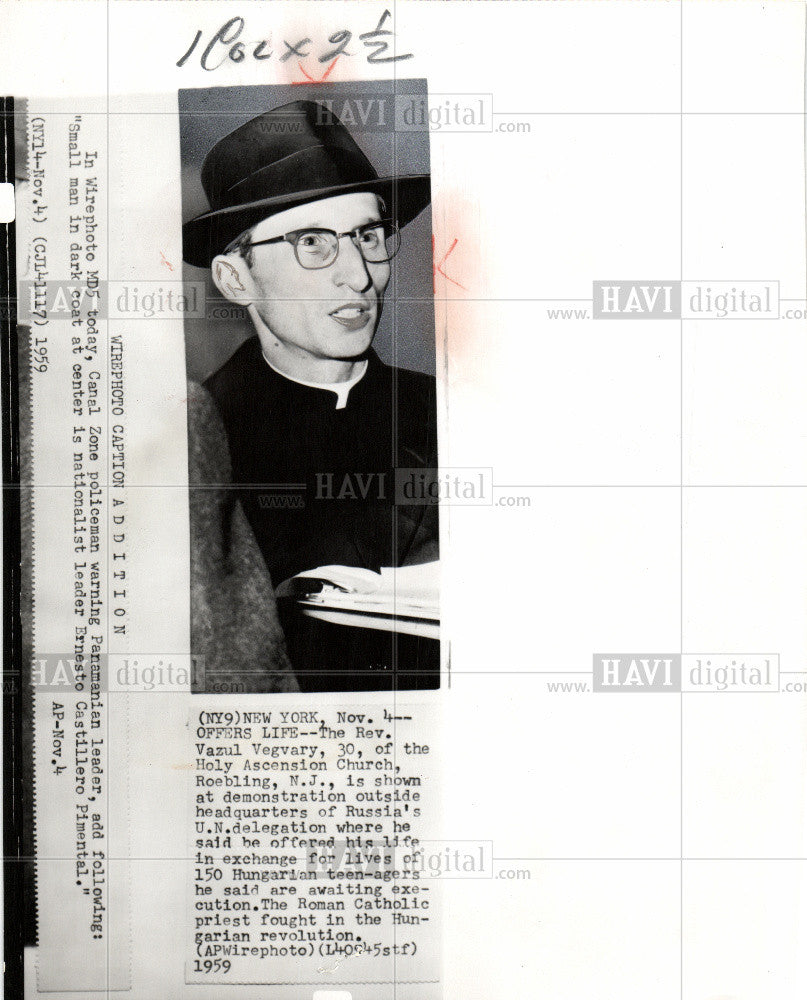 1959 Press Photo Vazul Vegvary Ascension Church - Historic Images