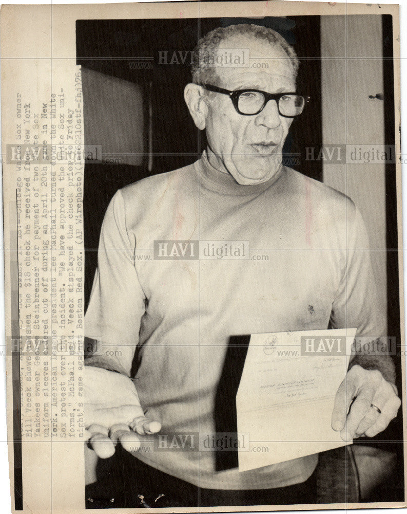 1976 Press Photo Bill Veeck  Whie Sox - Historic Images