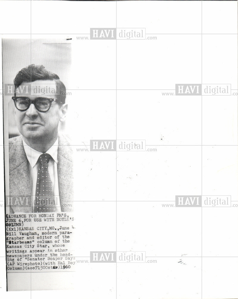 1960 Press Photo Vaughan columnist and author American - Historic Images