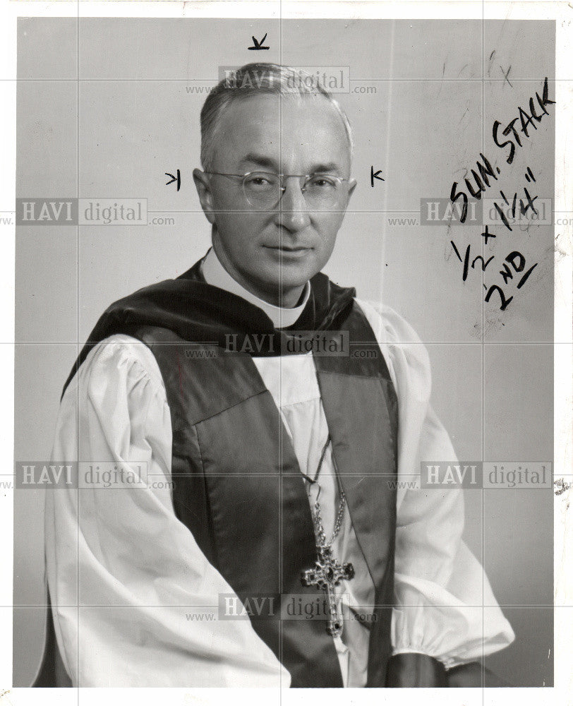 1958 Press Photo Richard S. Emrich, Bishop Michigan - Historic Images