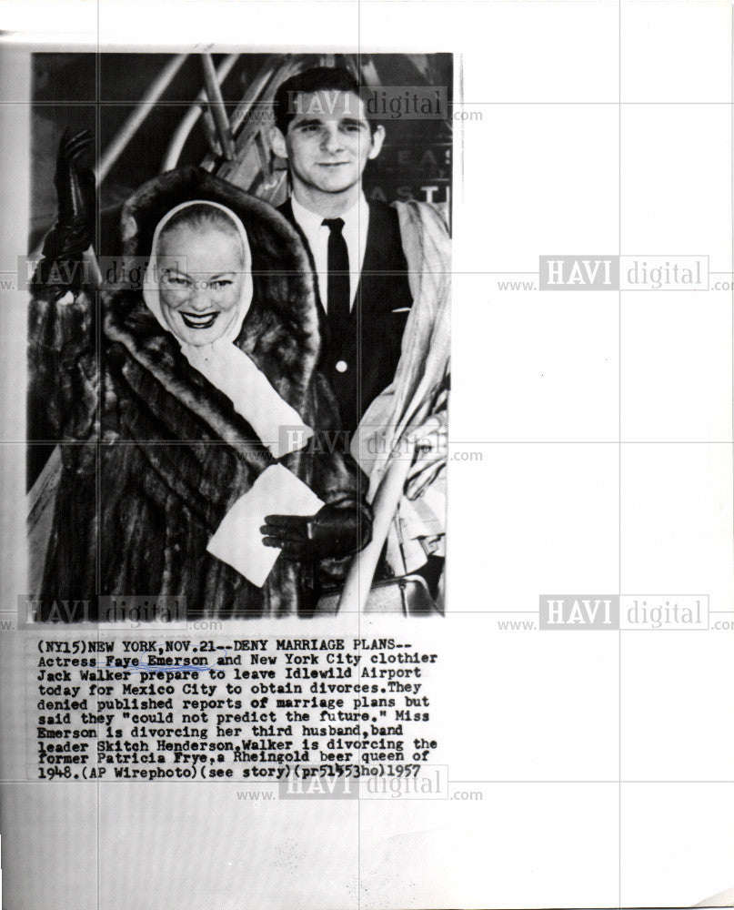 1957 Press Photo Faye Emerson Jack Walker File Divorces - Historic Images