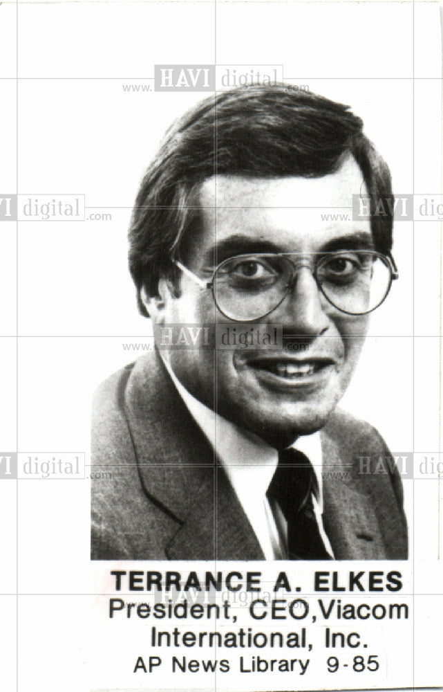 1985 Press Photo Terrance Elkes, CEO, Viacom, 1985 - Historic Images
