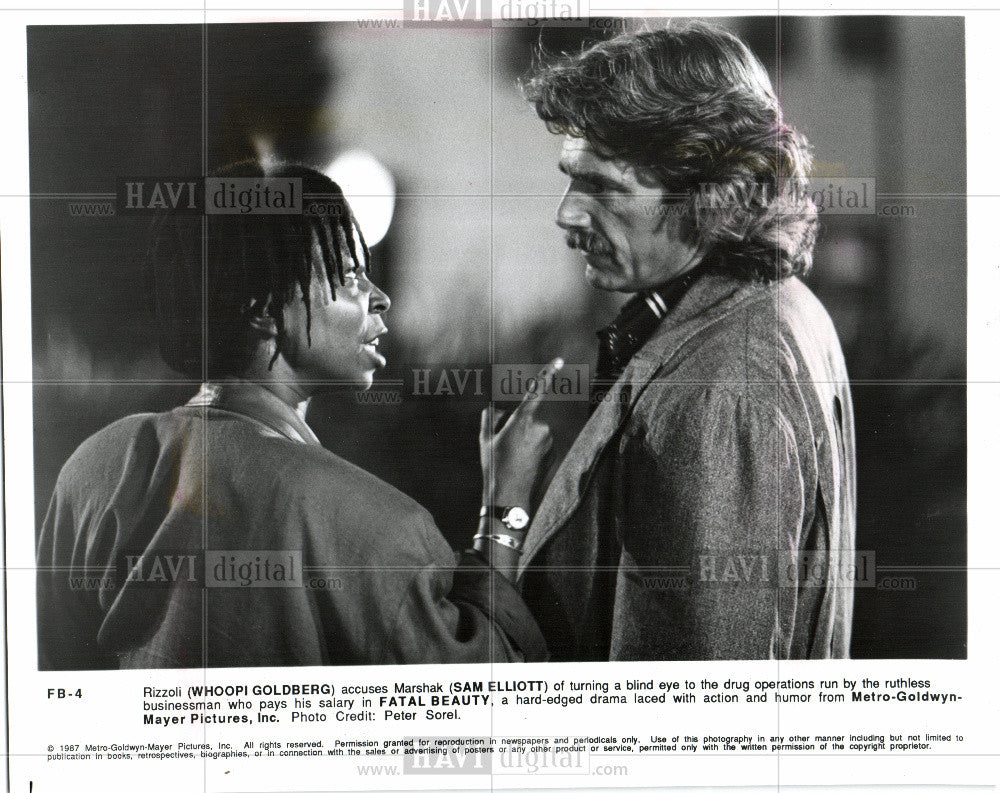 1987 Press Photo Sam Elliott actor Fatal Beauty Marshak - Historic Images