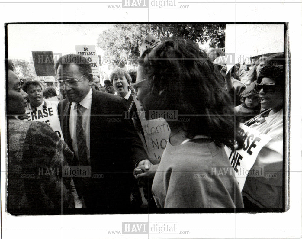 1992 Press Photo John Elliott Detroit Teacher union - Historic Images