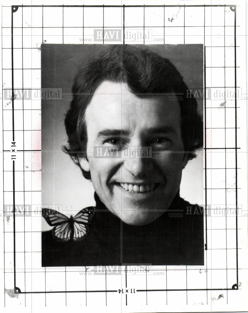 Press Photo Man Portrait w/ Butterfly - Historic Images