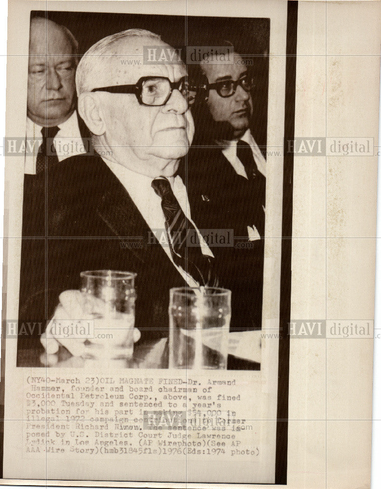 1974 Press Photo Armand Hammer - Historic Images