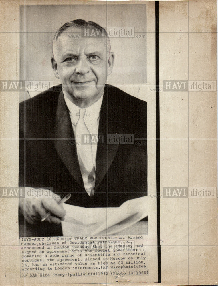 1972 Press Photo Armand Hammer chairman Occidental - Historic Images