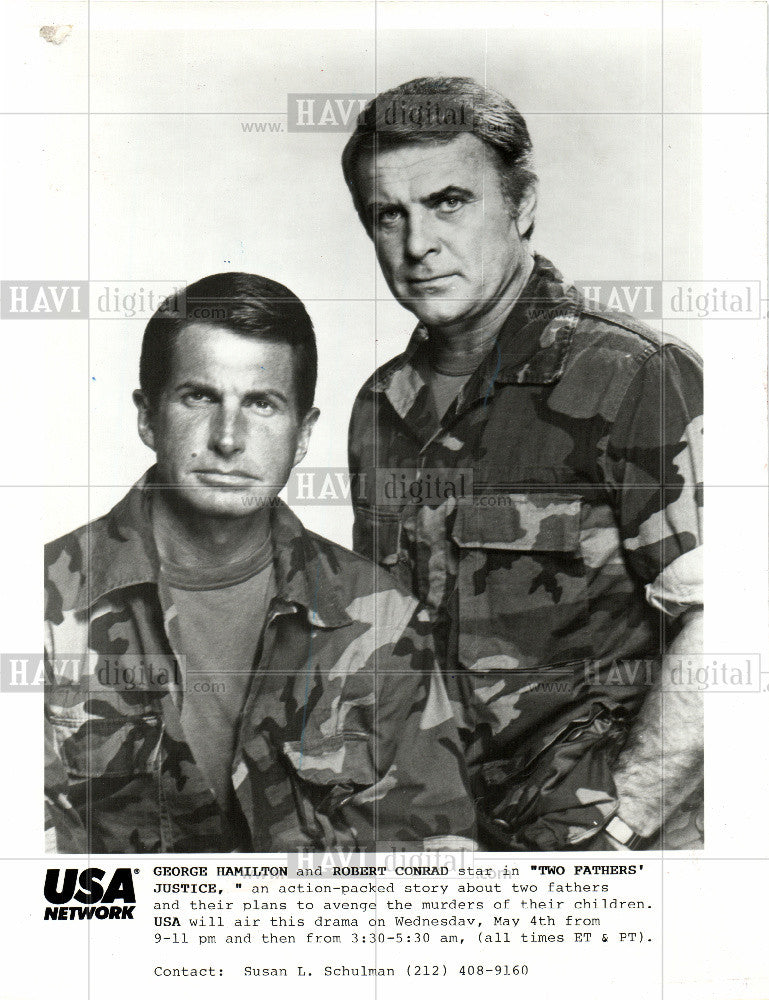 1988 Press Photo GEORGE HAMILTON AND ROBERT CONRAD - Historic Images