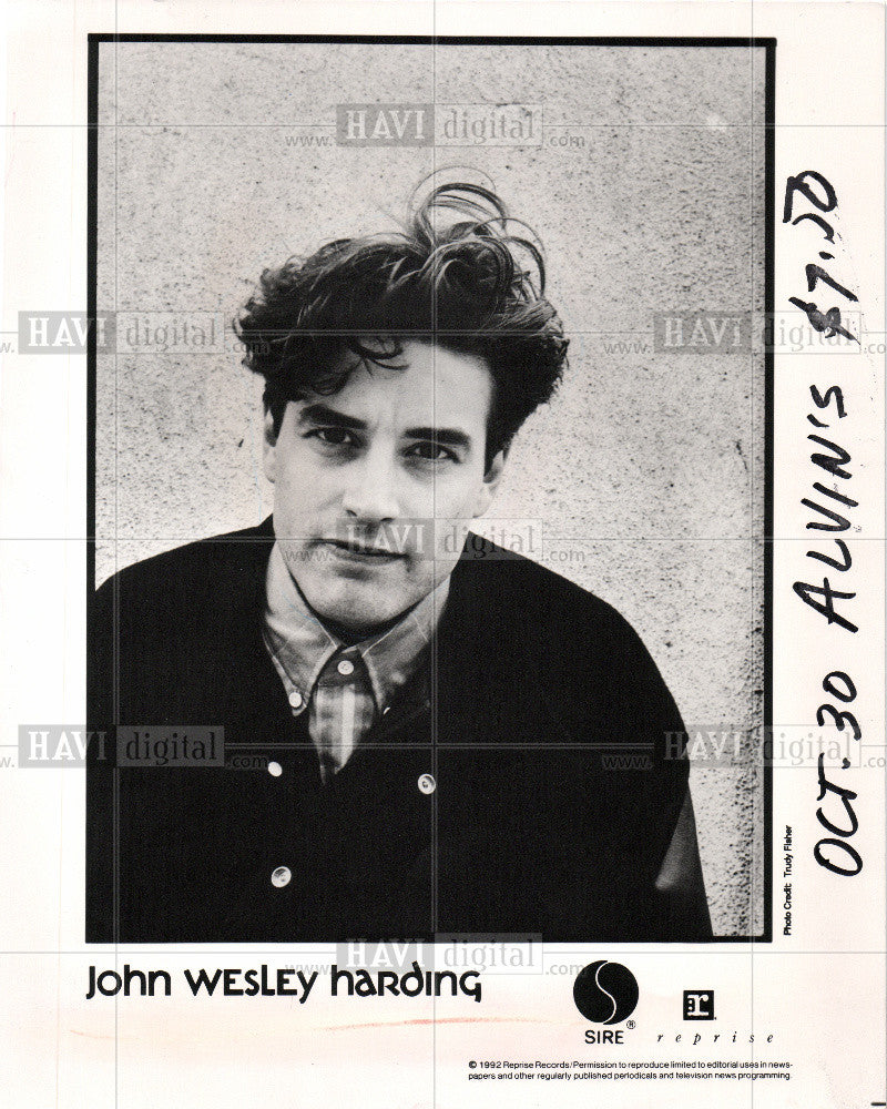 1992 Press Photo John Wesley Harding Musician - Historic Images