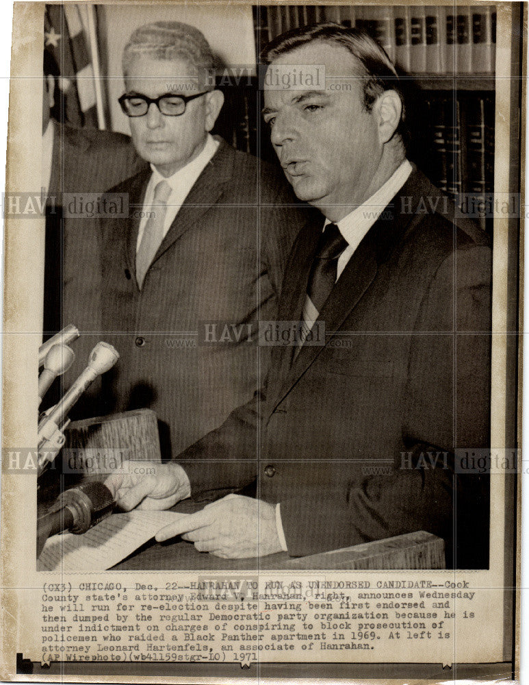 1971 Press Photo Edward Hanrahan Candida Elections - Historic Images