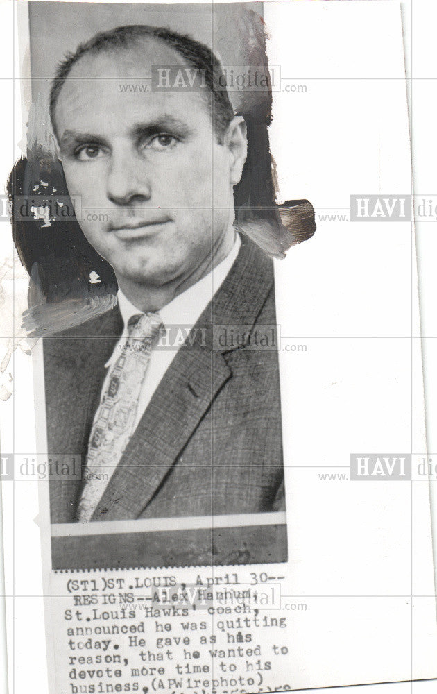 1958 Press Photo Alex Hannum St. Louis Hawks' Coach - Historic Images