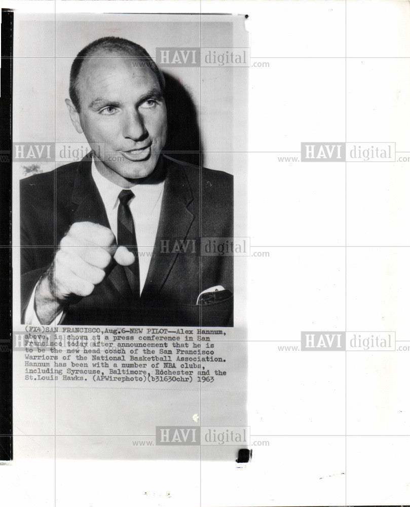 1963 Press Photo Alex Hannum San Fransisco Warriors - Historic Images