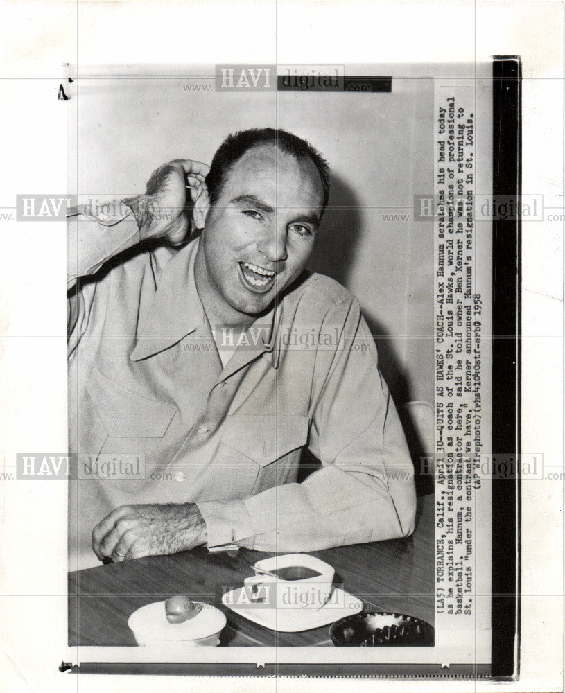 1958 Press Photo ALEX basketball coach - Historic Images