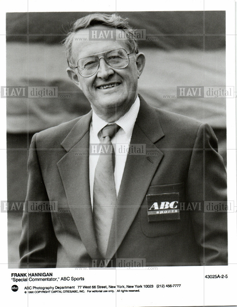 1990 Press Photo Frank Hanningan Special commentator - Historic Images