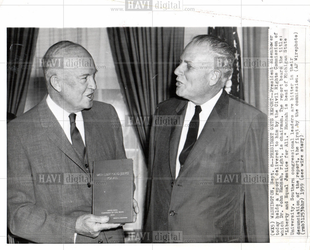 1959 Press Photo President Eisenhower Dr. John Hannah - Historic Images