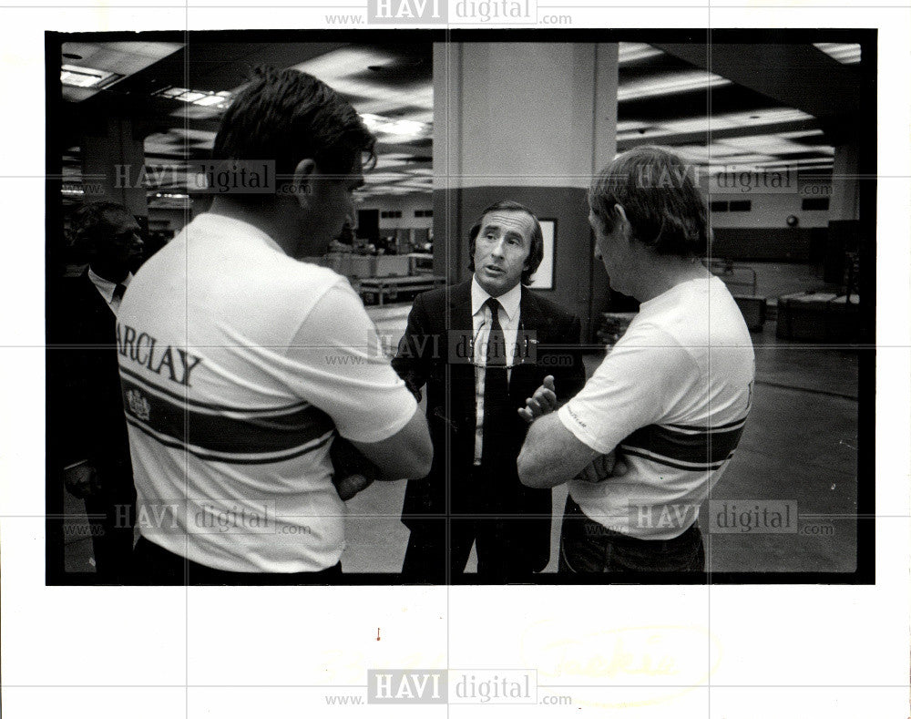 1986 Press Photo Jackie Stewart Evan Chance Dave James - Historic Images