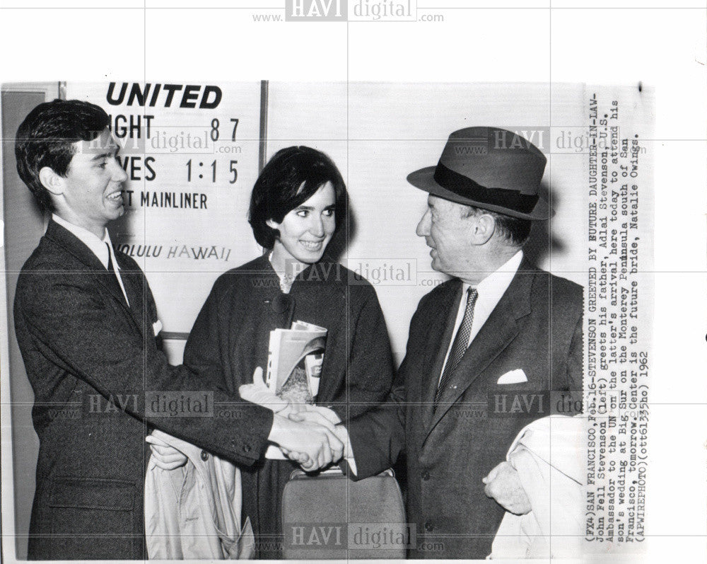 1962 Press Photo John Stevenson Adlai Natalie Owings - Historic Images