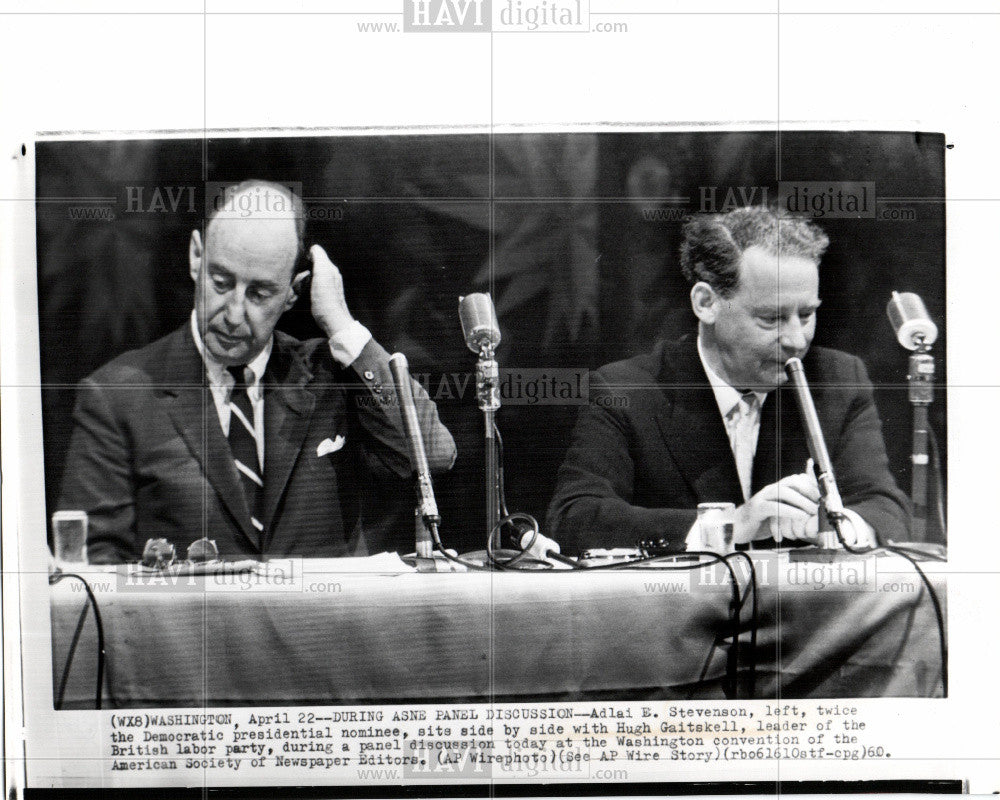 1960 Press Photo Adlai Stevenson Hugh Gaitskell ASNE - Historic Images