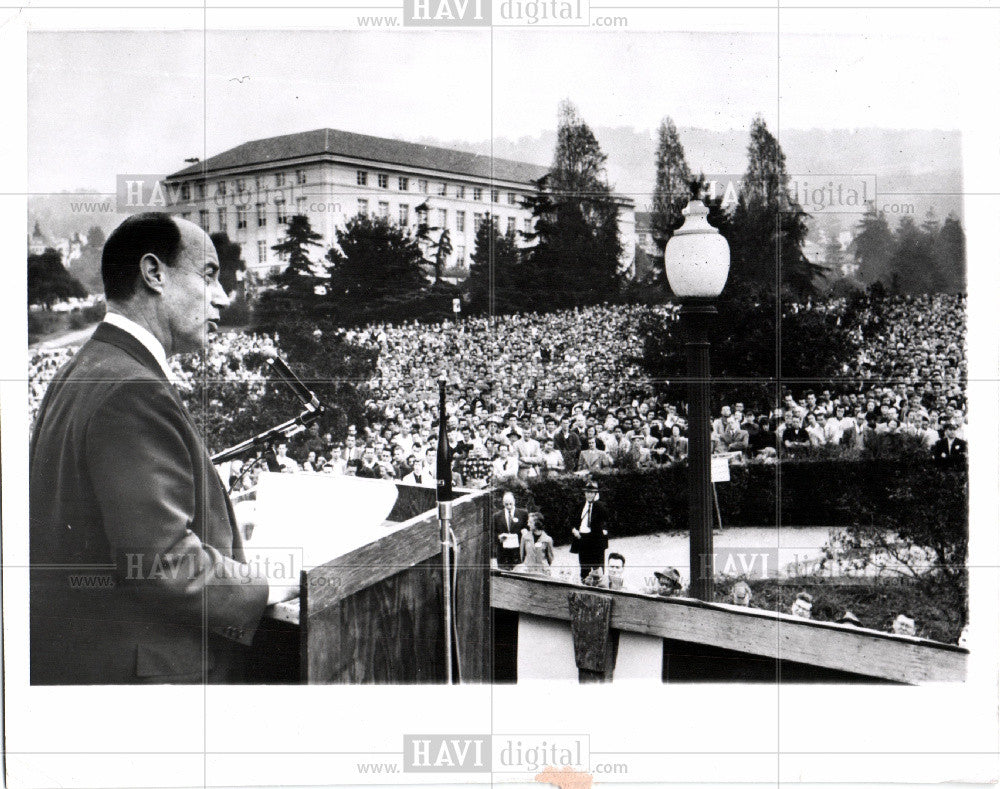 1958 Press Photo Adlai Stevenson,HIGH LEVEL CAMPAIGN,LA - Historic Images