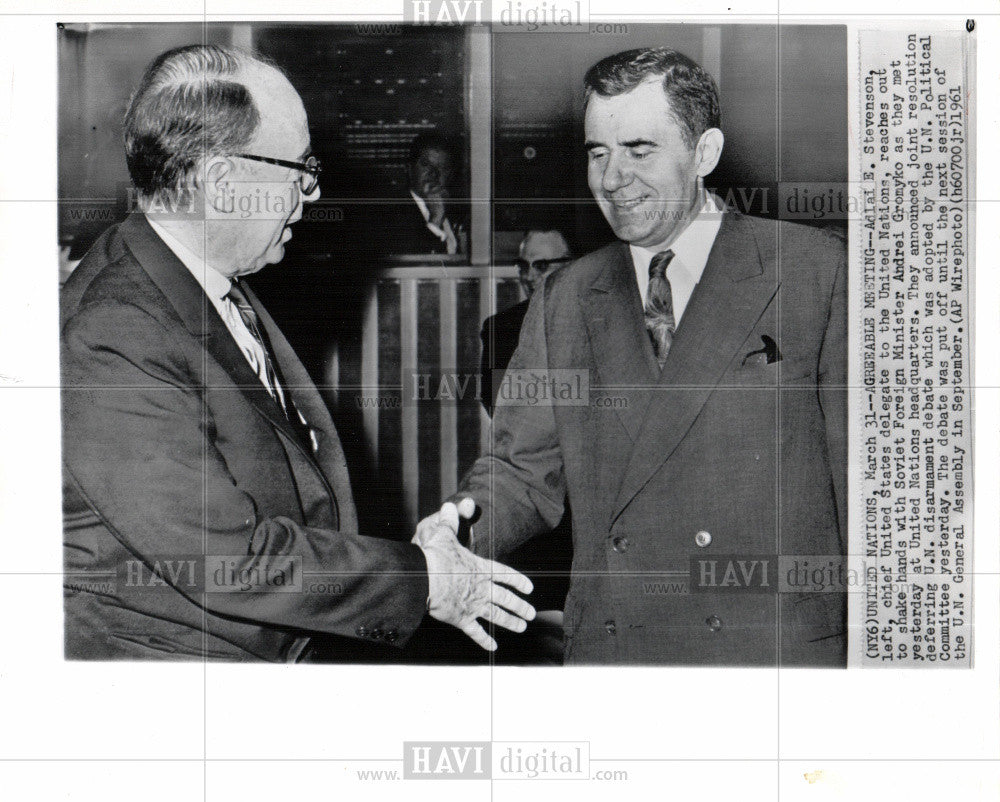 1964 Press Photo Adlai E. Stevenson, Andrei Gromyko - Historic Images