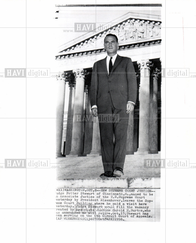 1958 Press Photo Supreme Court Judge Potter Stewart - Historic Images