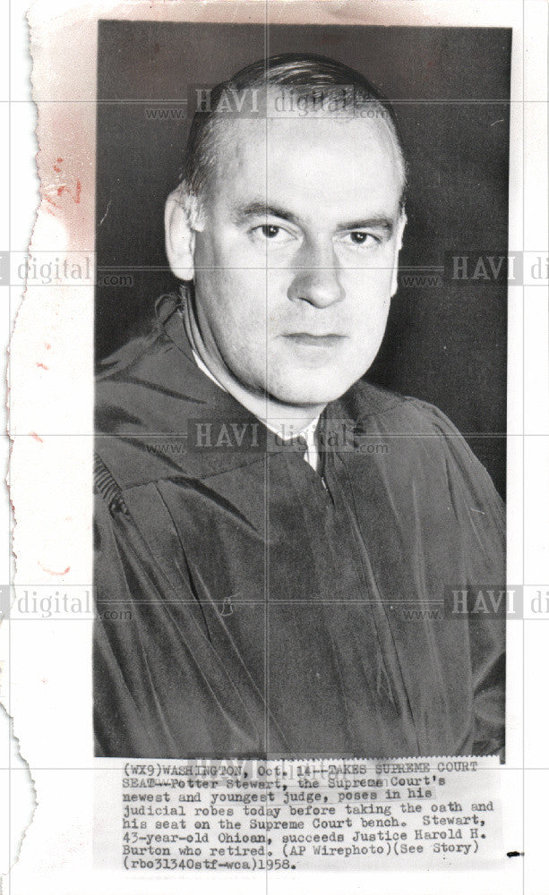 1958 Press Photo Potter Stewart Appointed Supreme Court - Historic Images