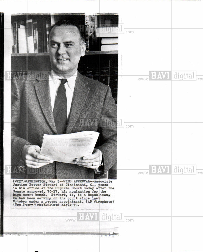 1959 Press Photo Potter Stewart Associate Judge Court - Historic Images