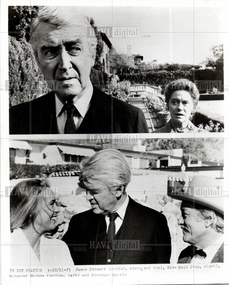 1973 Press Photo James Stewart Kate Reid Markov Martin - Historic Images